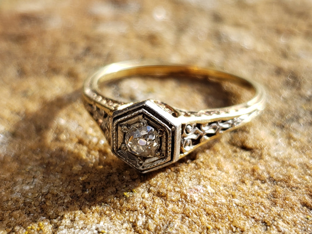 Spectacular Diamond Edwardian / Art Deco Engagement Ring / Old European Cut Diamond