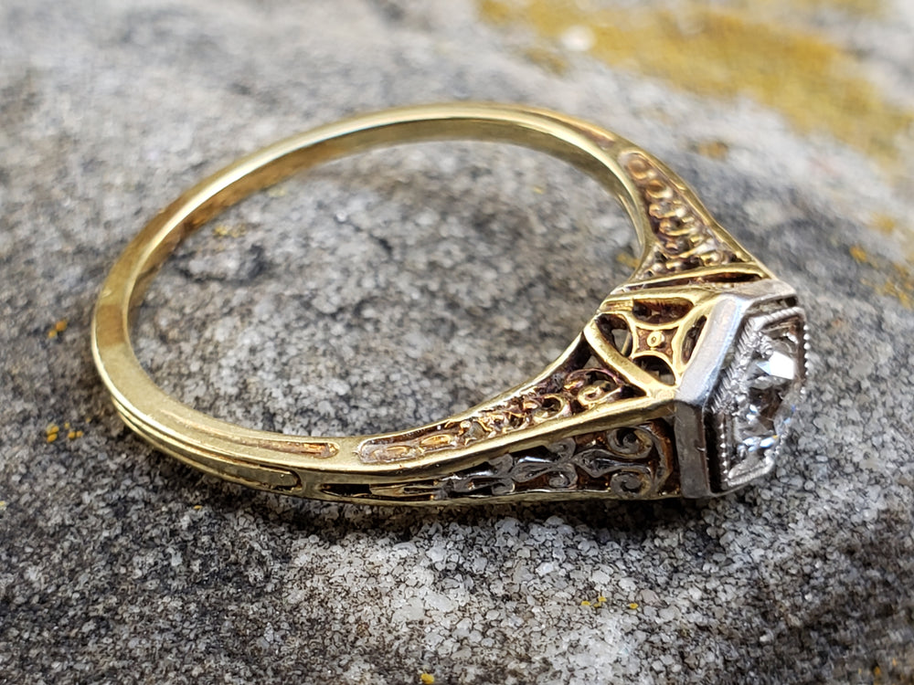 Spectacular Diamond Edwardian / Art Deco Engagement Ring / Old European Cut Diamond