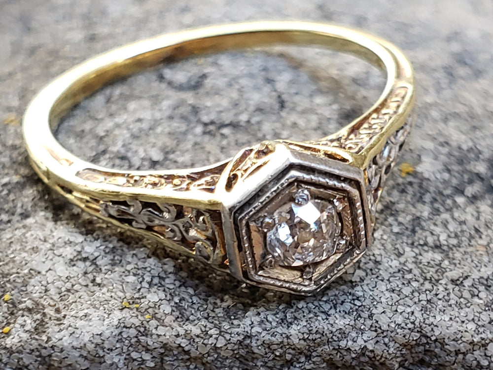 Spectacular Diamond Edwardian / Art Deco Engagement Ring / Old European Cut Diamond