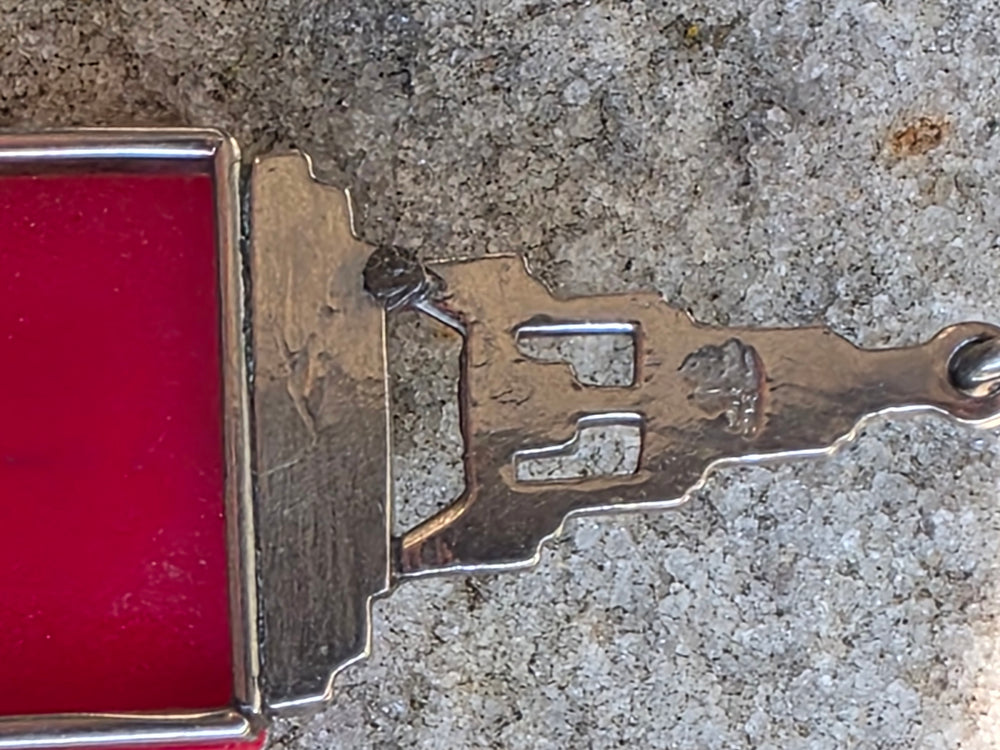 Art Deco Sterling Necklace / Glass Cinnabar Deco Necklace / 1930s Vintage Necklace