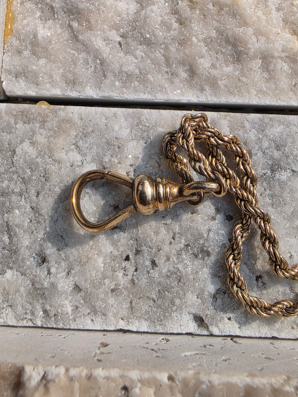 Edwardian Muff Chain / Gold Filled Muff Chain with Dog Clip / 49 Inch Long Antique Muff Chain / Opal and Seed Pearl Watch Chain