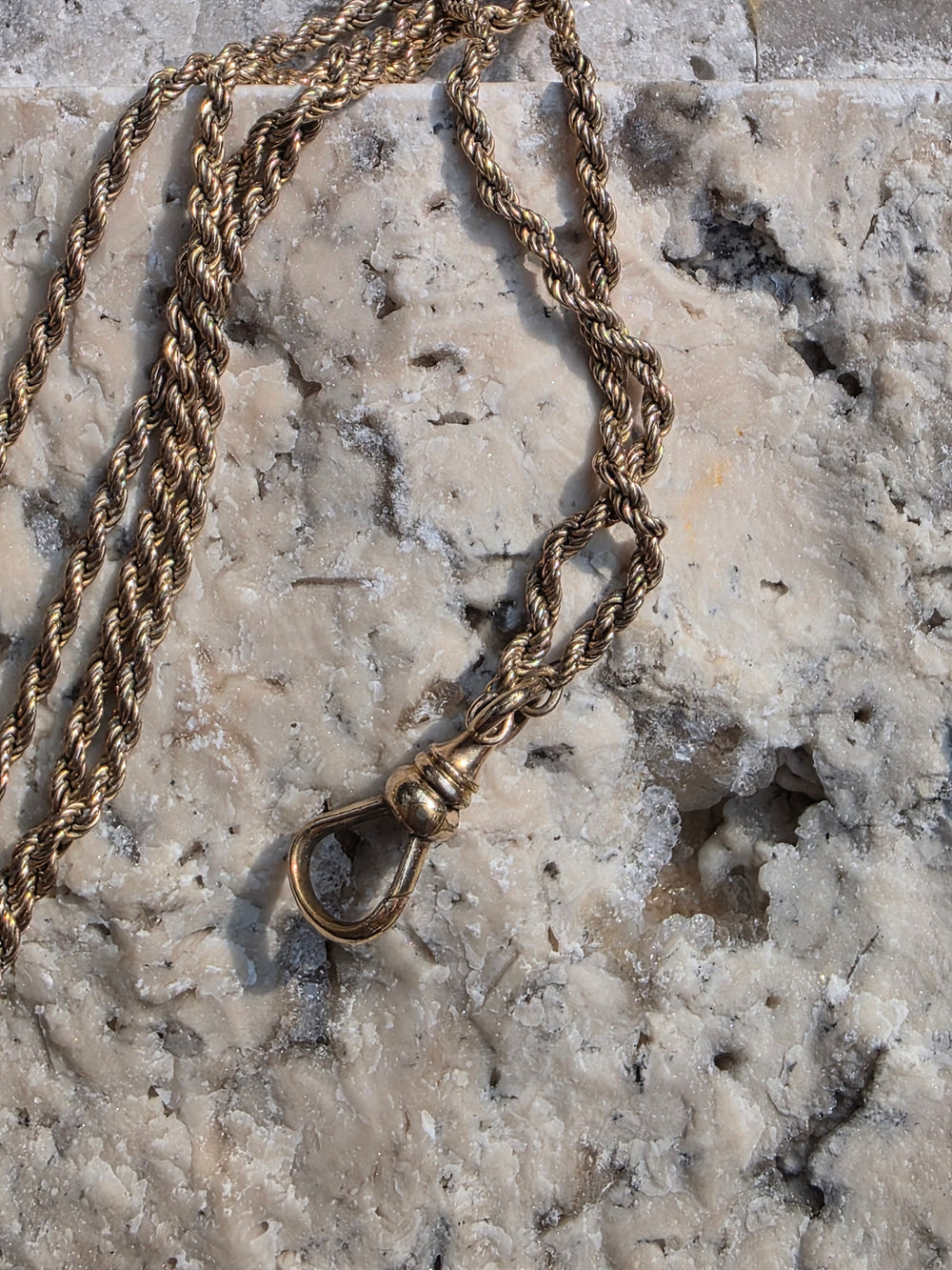 Edwardian Muff Chain / Gold Filled Muff Chain with Dog Clip / 49 Inch Long Antique Muff Chain / Opal and Seed Pearl Watch Chain