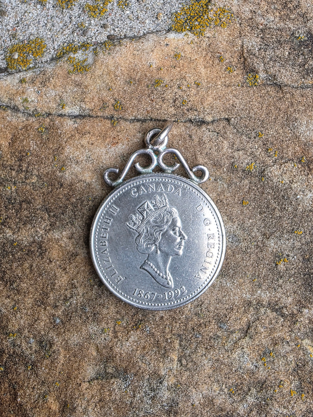 Canadian Lighthouse Pendant / Silver and Canadian Coin Pendant / Peggy's Cove Lighthouse Coin