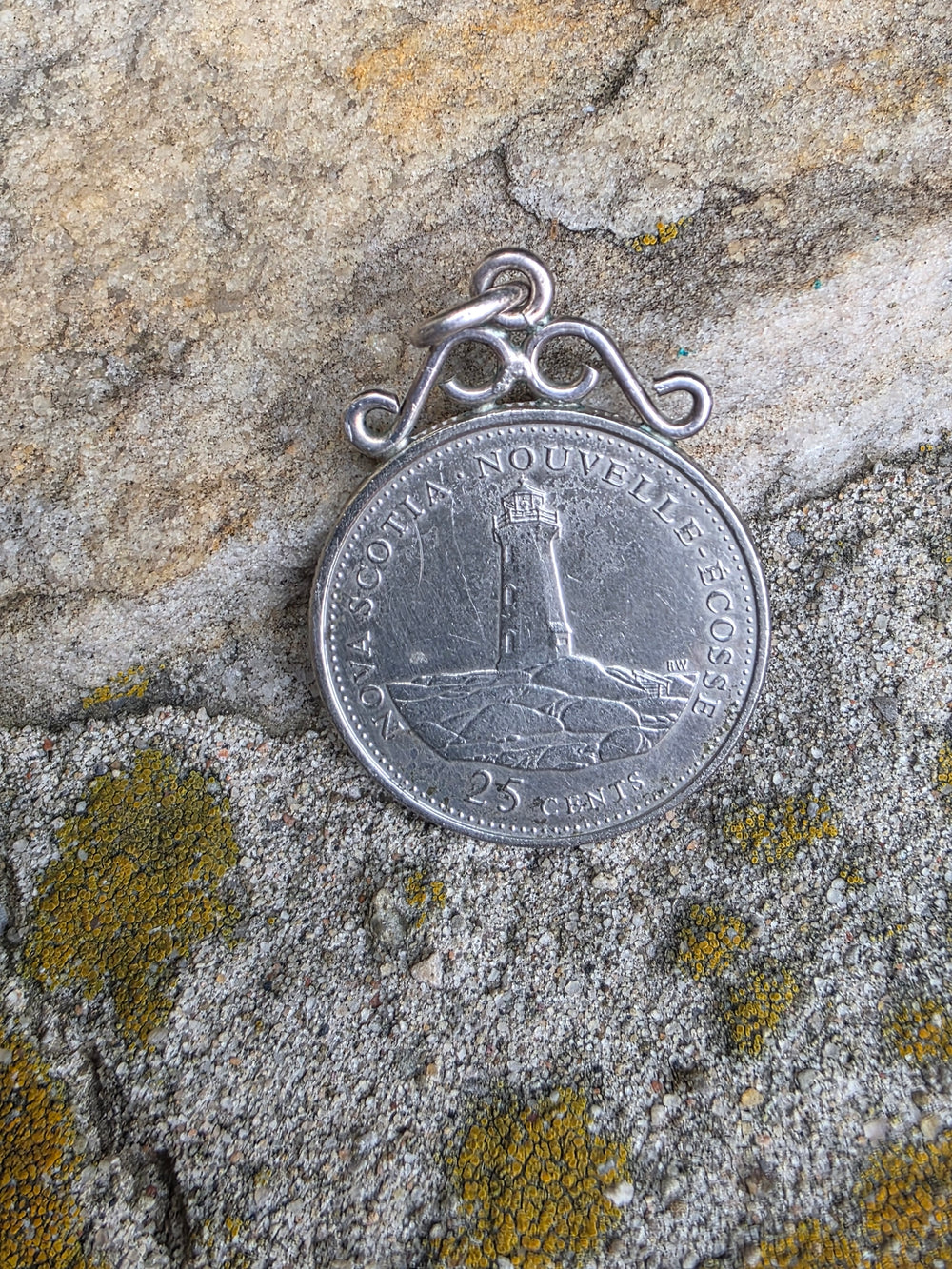 Canadian Lighthouse Pendant / Silver and Canadian Coin Pendant / Peggy's Cove Lighthouse Coin