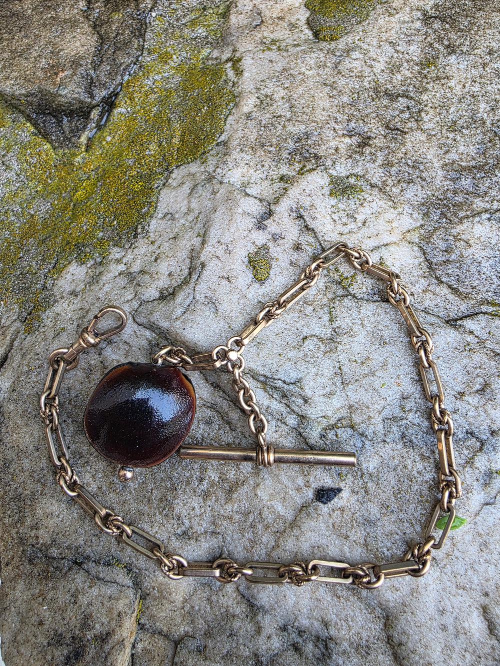 Antique Albert Chain / Kukui nut Gold Filled Watch Chain / Edwardian Gold Filled Watch Chain