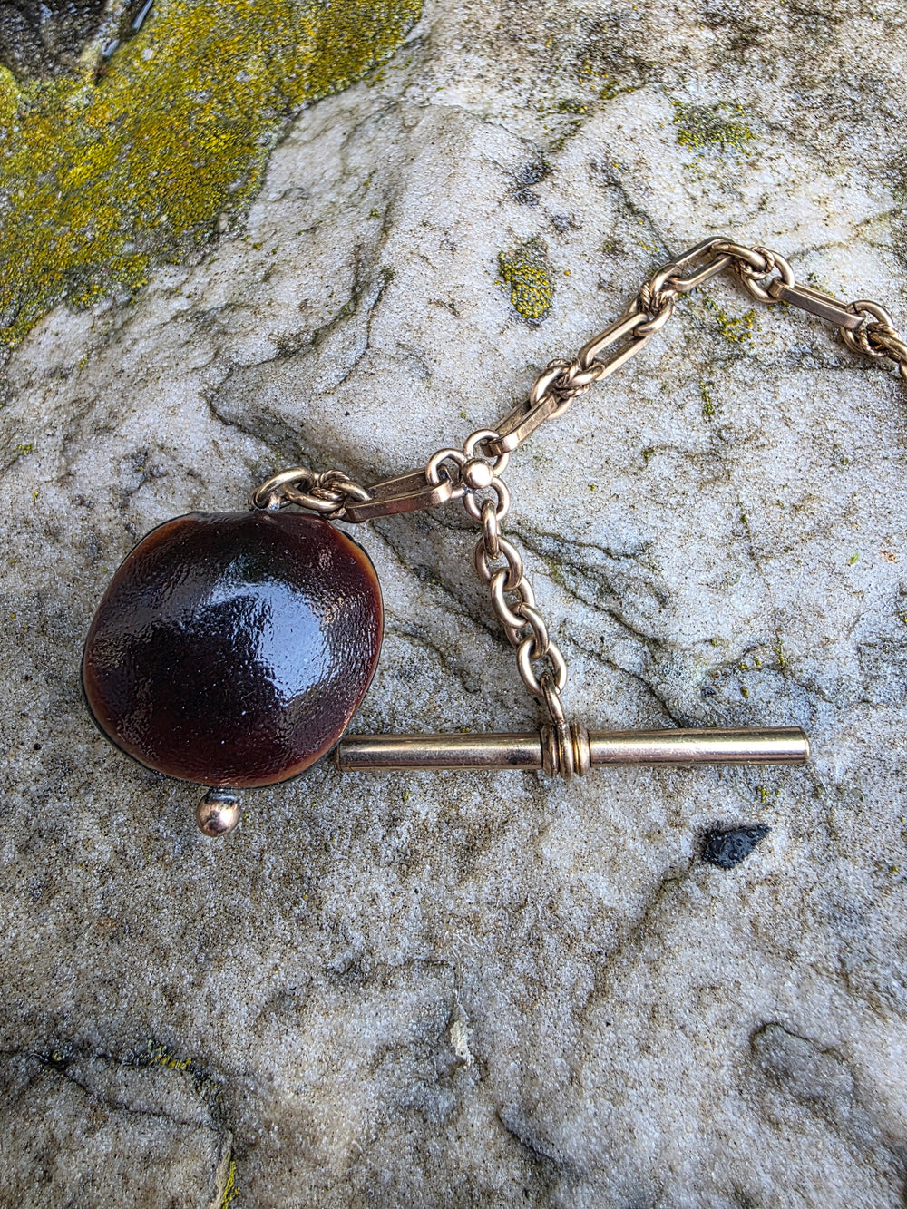 Antique Albert Chain / Kukui nut Gold Filled Watch Chain / Edwardian Gold Filled Watch Chain