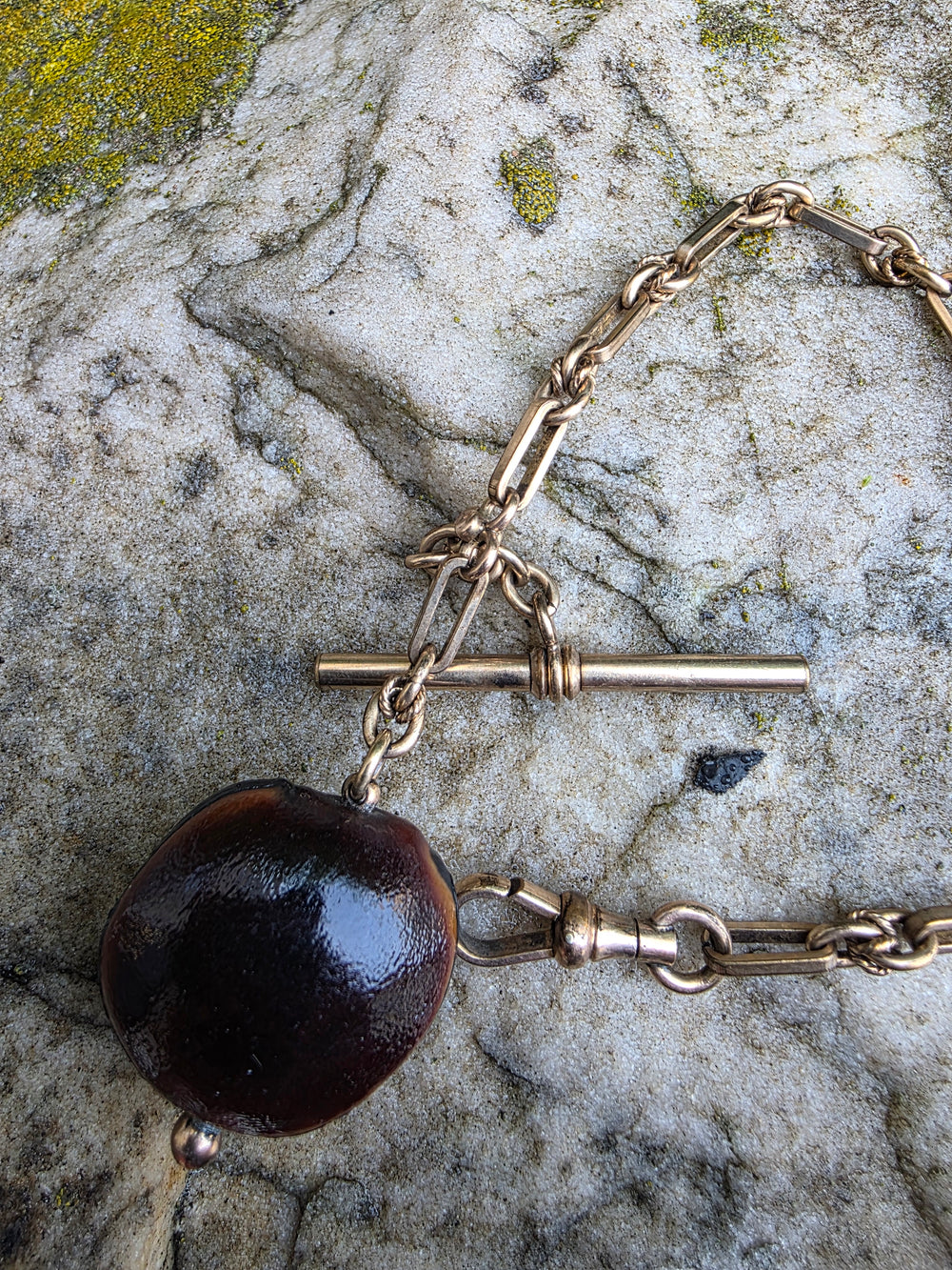 Antique Albert Chain / Kukui nut Gold Filled Watch Chain / Edwardian Gold Filled Watch Chain