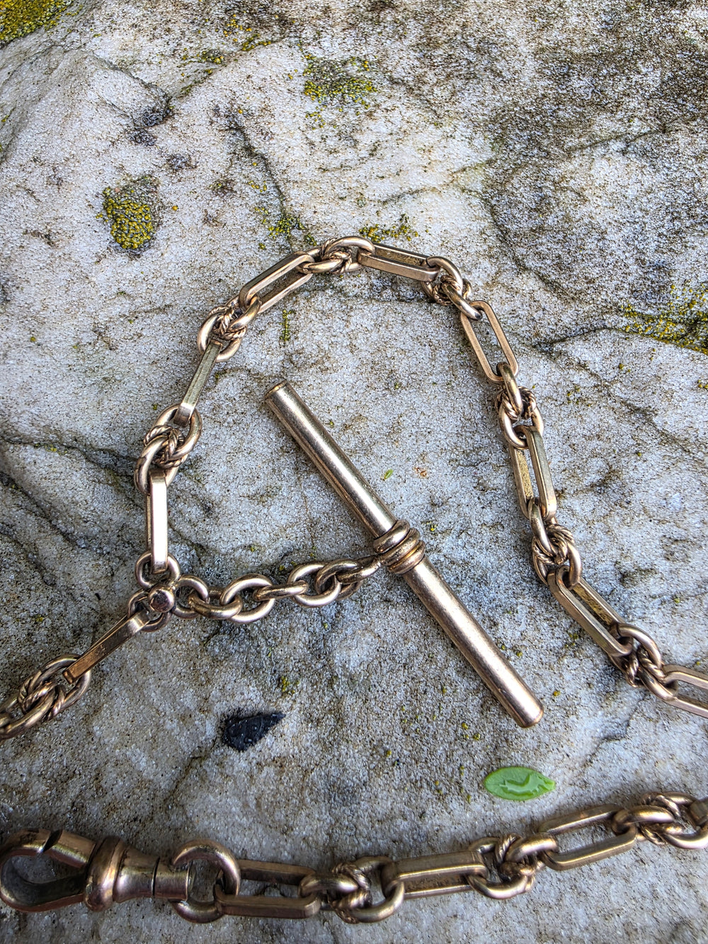 Antique Albert Chain / Kukui nut Gold Filled Watch Chain / Edwardian Gold Filled Watch Chain