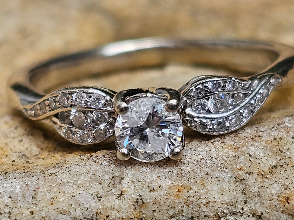 Diamond Engagement Ring / 0.5 ct Engagement Ring / 14 K White Gold Diamond Ring