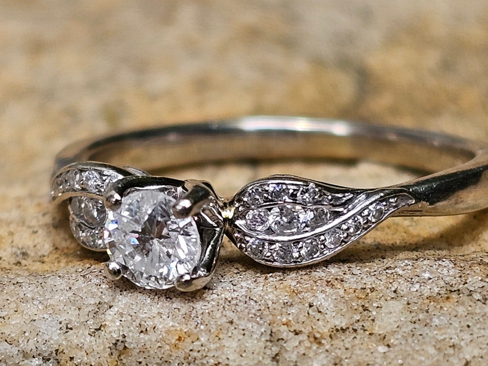 Diamond Engagement Ring / 0.5 ct Engagement Ring / 14 K White Gold Diamond Ring