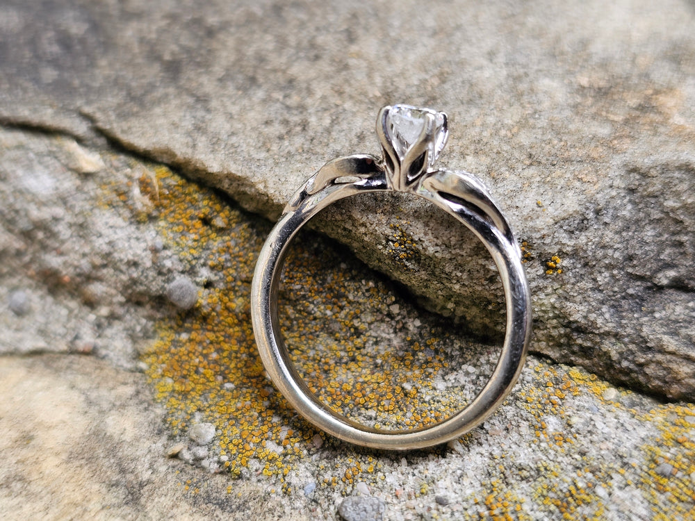 Diamond Engagement Ring / 0.5 ct Engagement Ring / 14 K White Gold Diamond Ring