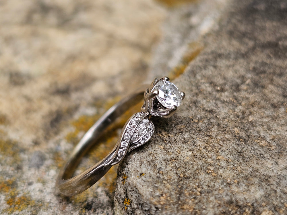 Diamond Engagement Ring / 0.5 ct Engagement Ring / 14 K White Gold Diamond Ring