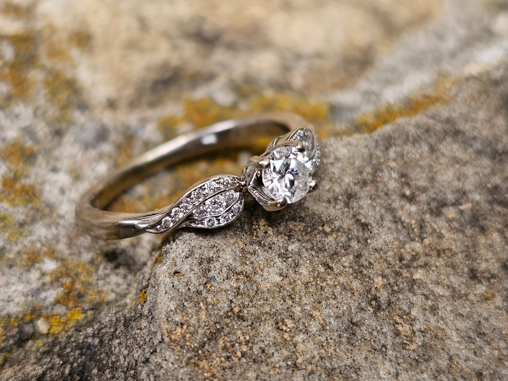 Diamond Engagement Ring / 0.5 ct Engagement Ring / 14 K White Gold Diamond Ring