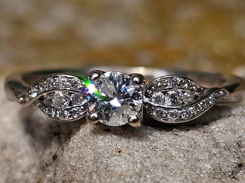 Diamond Engagement Ring / 0.5 ct Engagement Ring / 14 K White Gold Diamond Ring