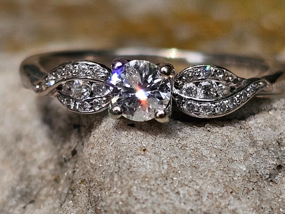 Diamond Engagement Ring / 0.5 ct Engagement Ring / 14 K White Gold Diamond Ring