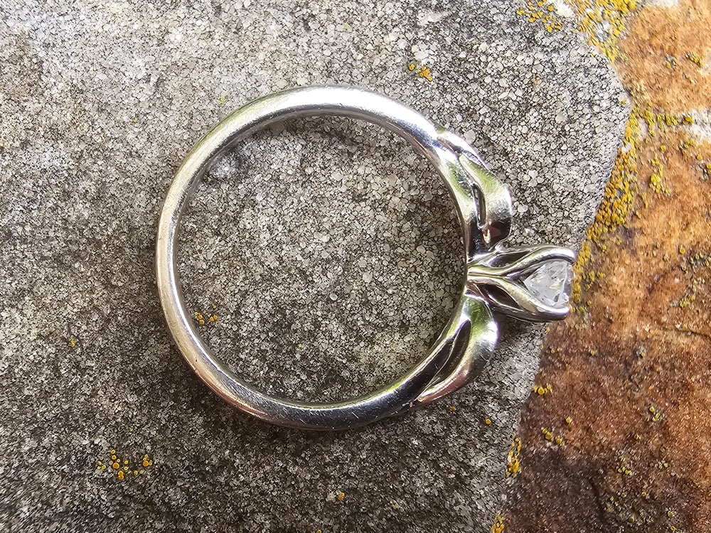 Diamond Engagement Ring / 0.5 ct Engagement Ring / 14 K White Gold Diamond Ring