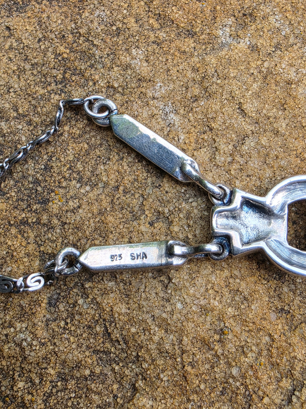 Marcasite and Mother of Pearl Art Deco Necklace / Mother of Pearl Ring Silver Necklace