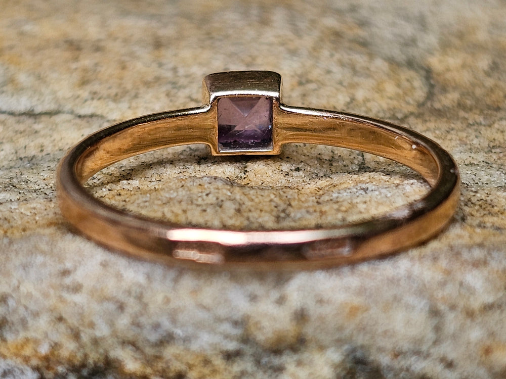 Synthetic Pink Sapphire Ring / Rose Gold Sapphire Ring / Vintage Soviet Hallmarked Ring