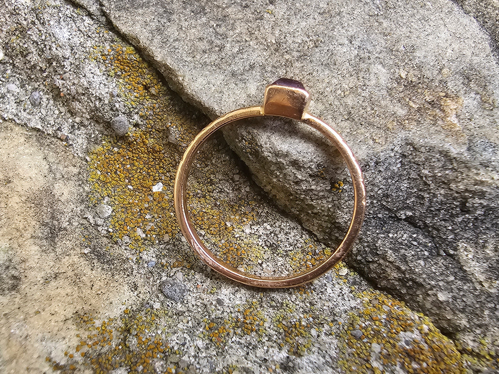 Synthetic Pink Sapphire Ring / Rose Gold Sapphire Ring / Vintage Soviet Hallmarked Ring