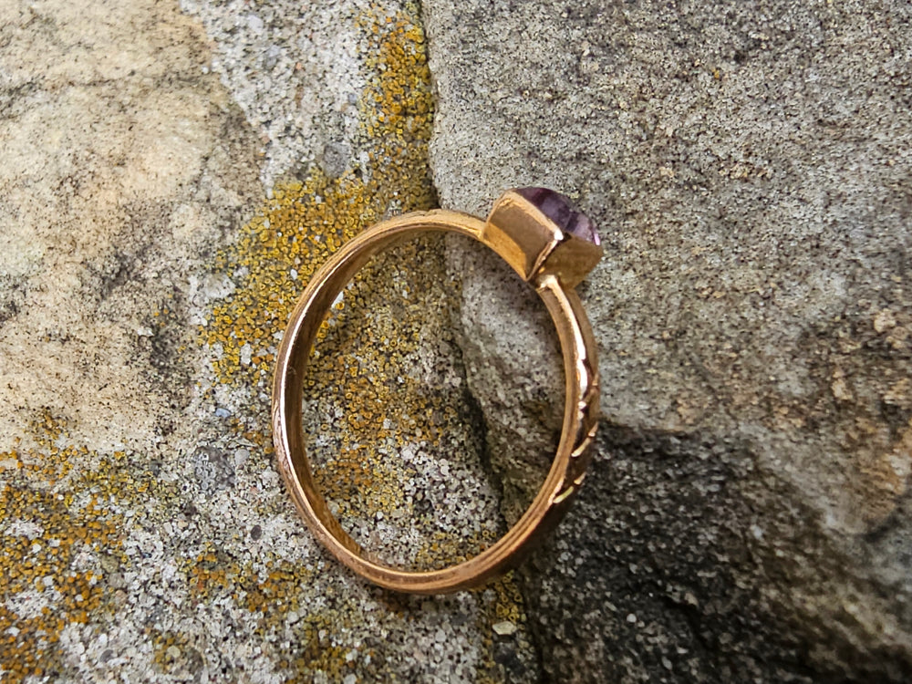 Synthetic Pink Sapphire Ring / Rose Gold Sapphire Ring / Vintage Soviet Hallmarked Ring