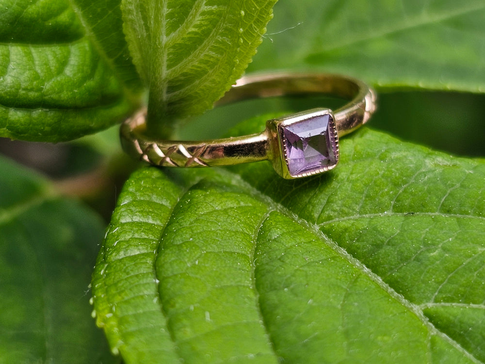 Synthetic Pink Sapphire Ring / Rose Gold Sapphire Ring / Vintage Soviet Hallmarked Ring