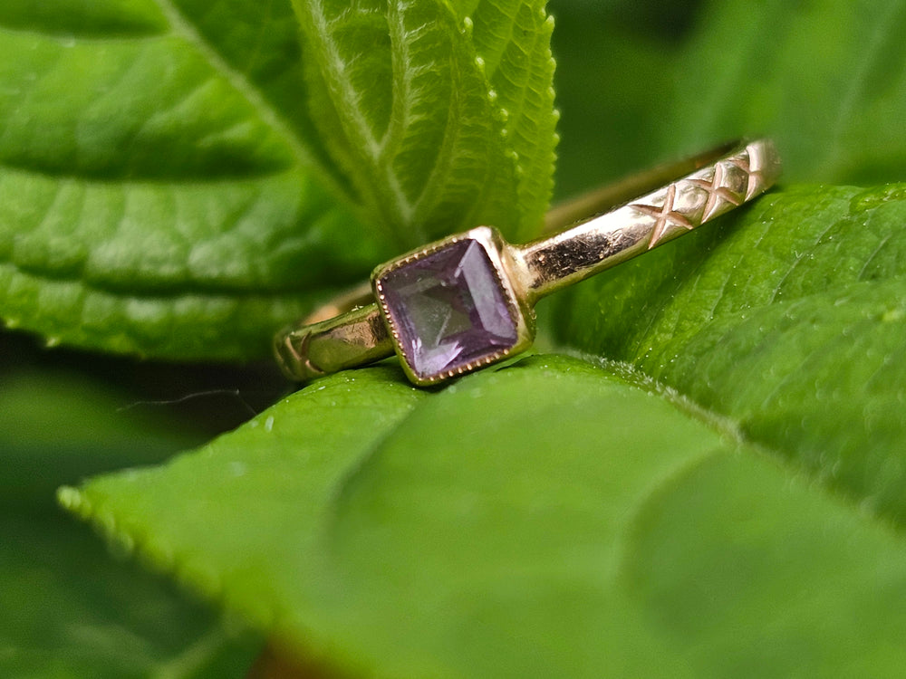 Synthetic Pink Sapphire Ring / Rose Gold Sapphire Ring / Vintage Soviet Hallmarked Ring