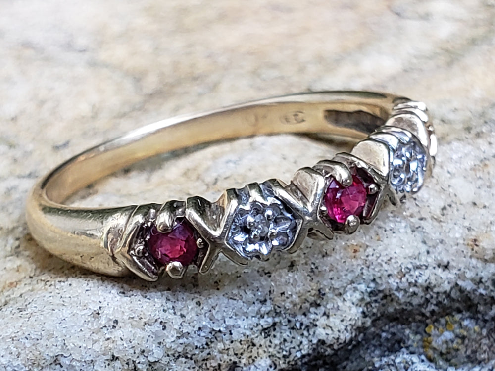 Ruby and Diamond Ring / July Birthstone Ring / Ruby Birthstone Band