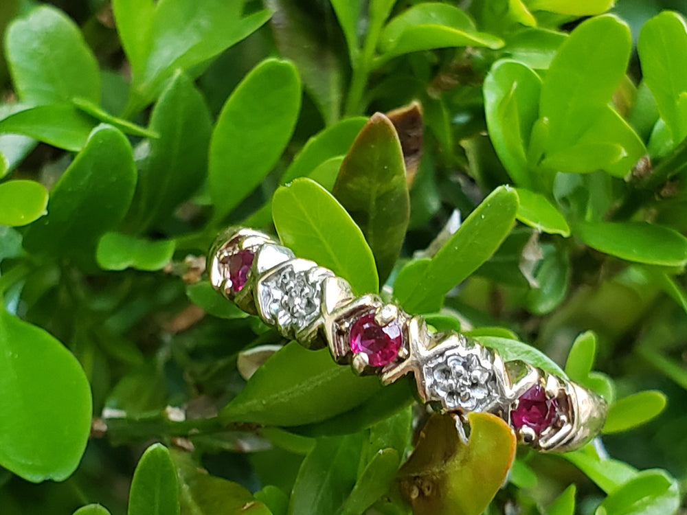 Ruby and Diamond Ring / July Birthstone Ring / Ruby Birthstone Band