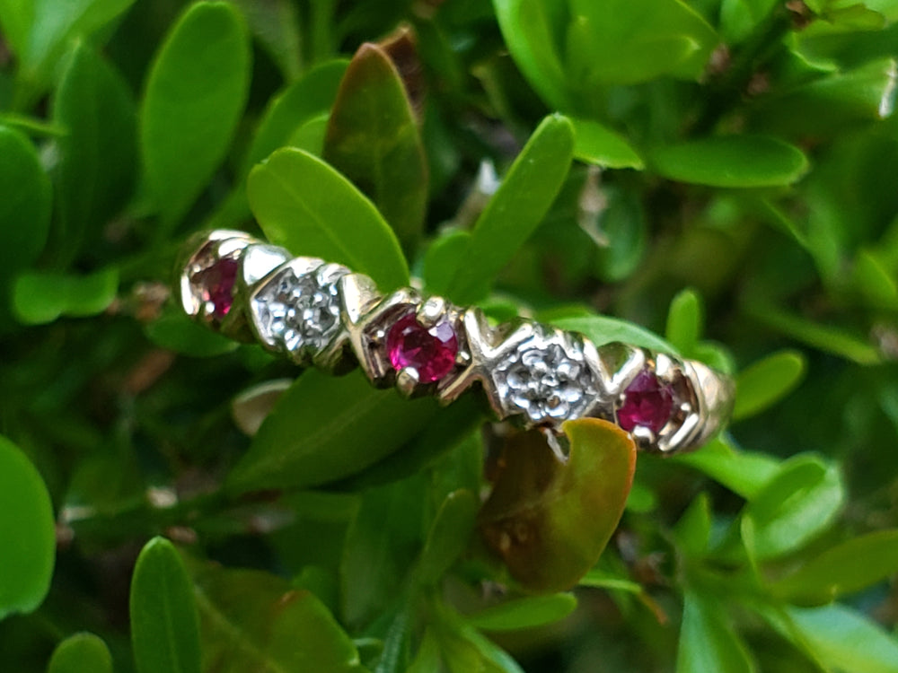 Ruby and Diamond Ring / July Birthstone Ring / Ruby Birthstone Band