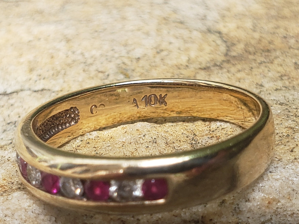 Ruby and Diamond Ring / Channel Set Ruby and Diamond Band / July Birthstone / Ruby Birthstone Ring