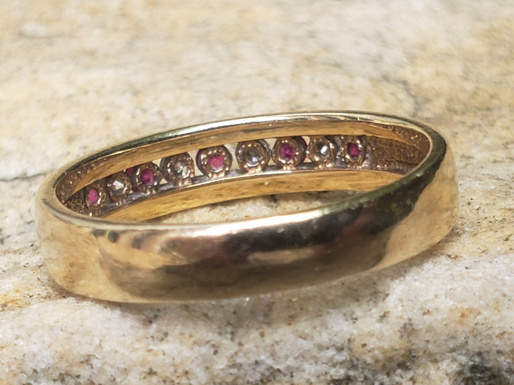 Ruby and Diamond Ring / Channel Set Ruby and Diamond Band / July Birthstone / Ruby Birthstone Ring