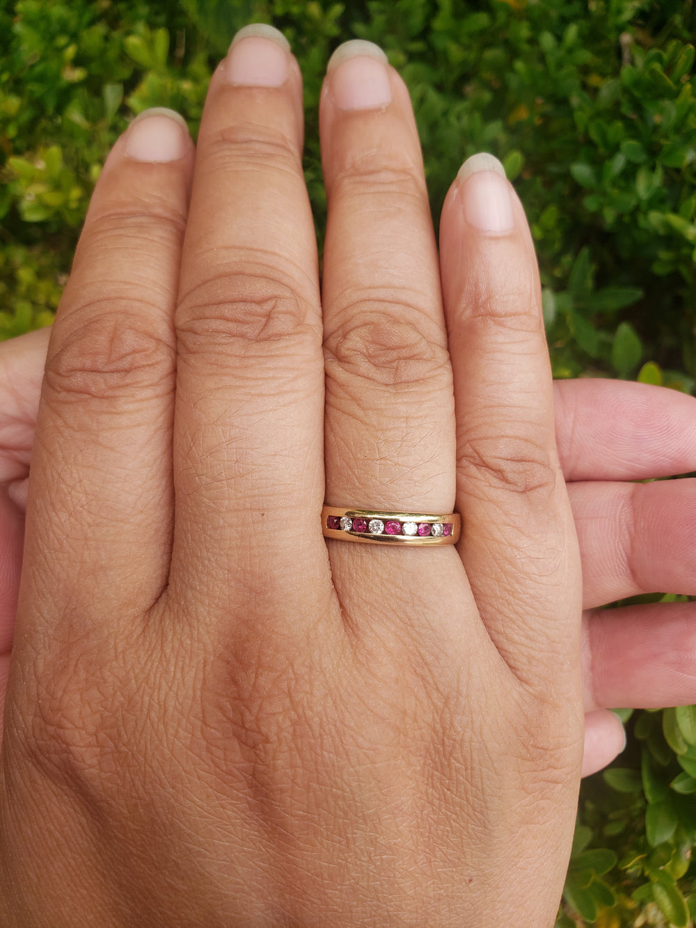 Ruby and Diamond Ring / Channel Set Ruby and Diamond Band / July Birthstone / Ruby Birthstone Ring