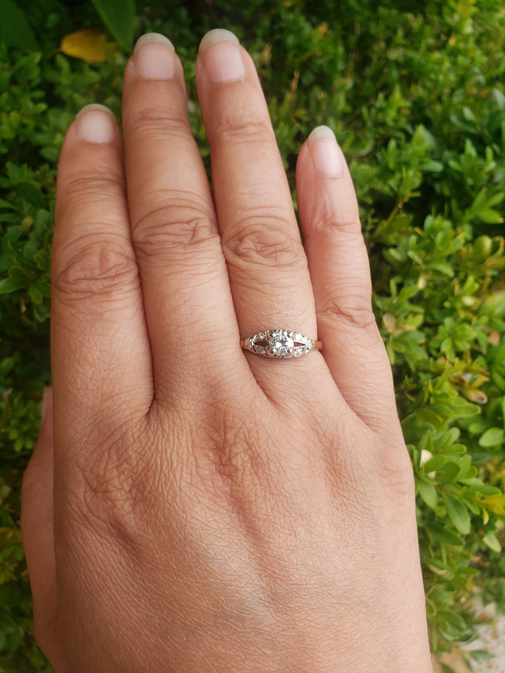 Art Deco Engagement Ring / Stunning Vintage Engagement Ring / Diamond Solitaire Ring