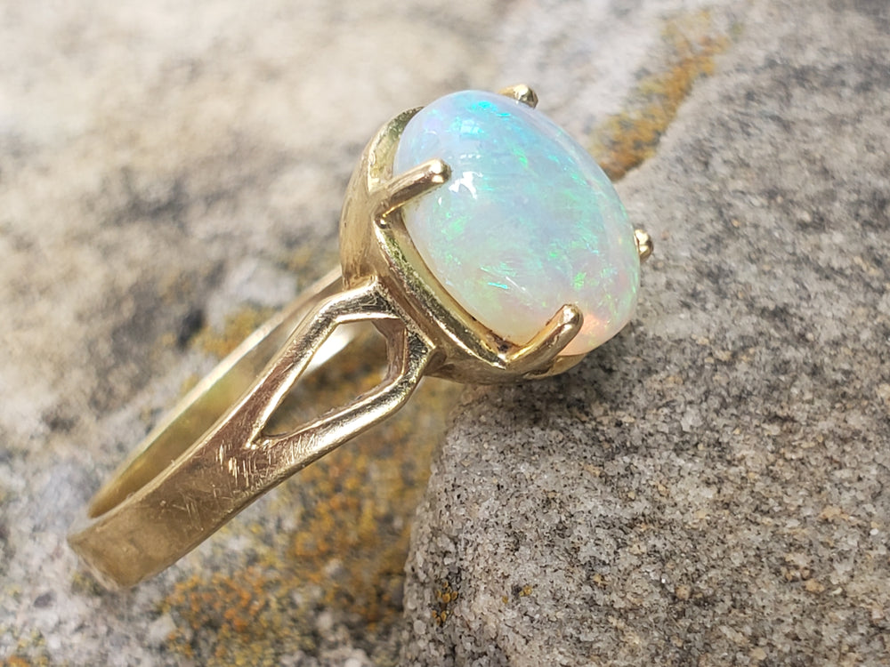 Opal Ring / October Birthstone / Solid Natural Opal
