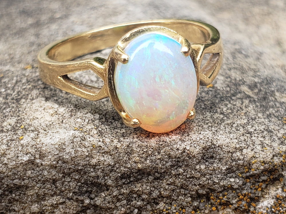 Opal Ring / October Birthstone / Solid Natural Opal
