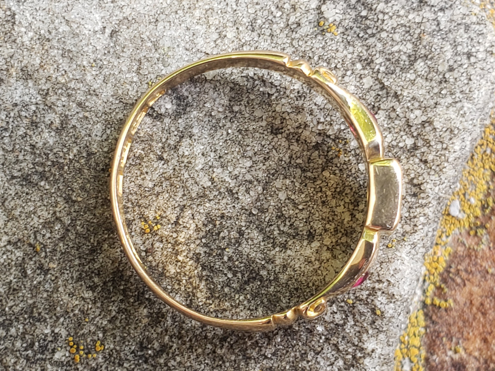 Ruby and Diamond Ring Circa 1893 / Gold Hallmarked Natural Diamond and Natural Ruby Ring