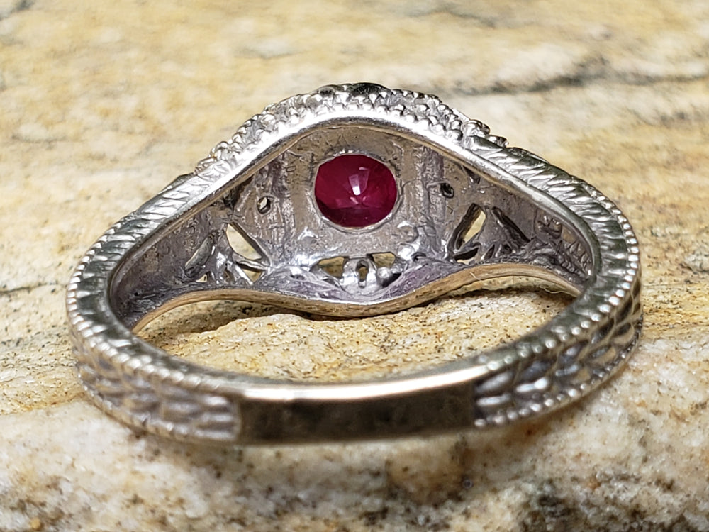 Ruby Engagement Ring / Vintage Inspired Ruby Ring / July Birthstone