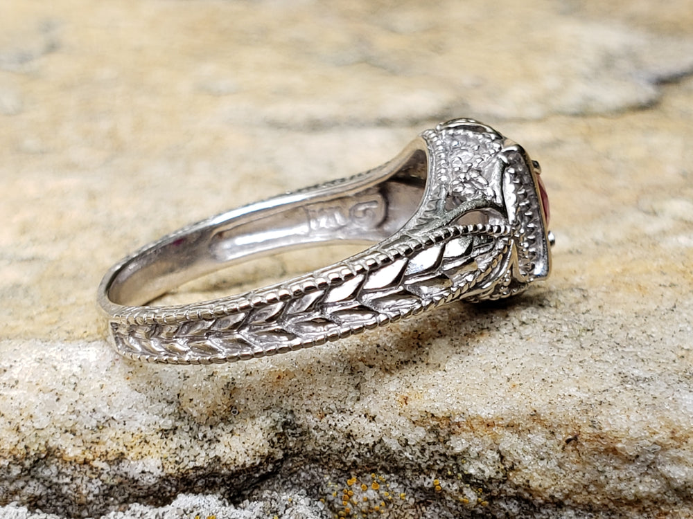 Ruby Engagement Ring / Vintage Inspired Ruby Ring / July Birthstone