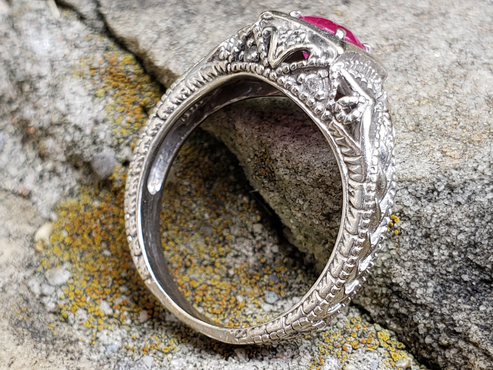 Ruby Engagement Ring / Vintage Inspired Ruby Ring / July Birthstone