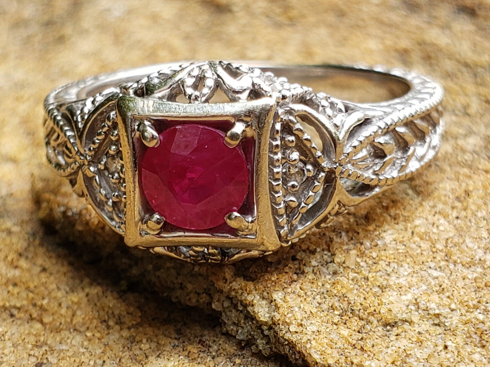 Ruby Engagement Ring / Vintage Inspired Ruby Ring / July Birthstone