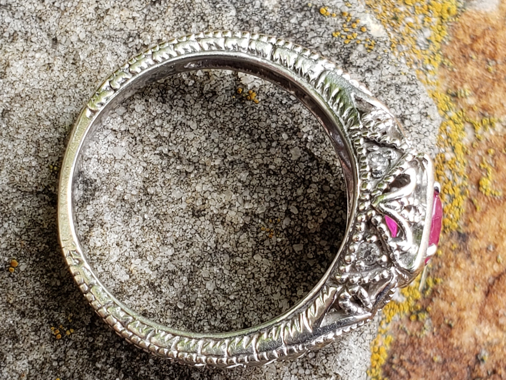 Ruby Engagement Ring / Vintage Inspired Ruby Ring / July Birthstone