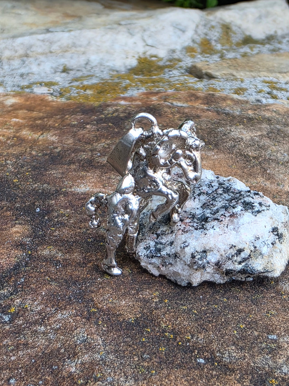 Sterling Silver Ram Pendant / Aries Zodiac Pendant / Sterling Silver Ram Figural Pendant