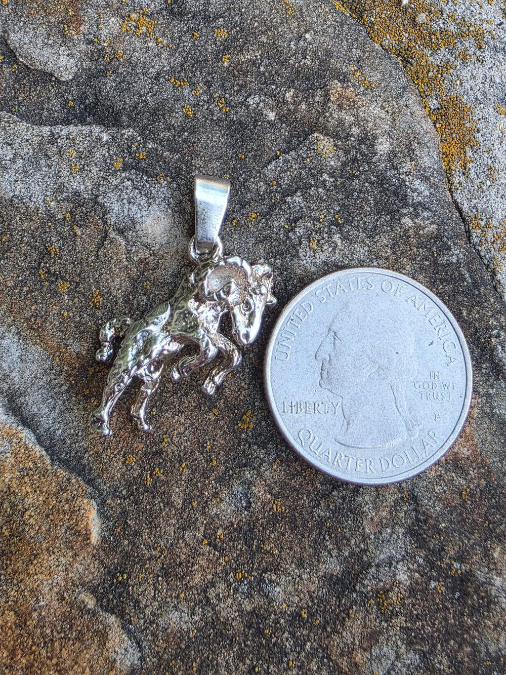 Sterling Silver Ram Pendant / Aries Zodiac Pendant / Sterling Silver Ram Figural Pendant