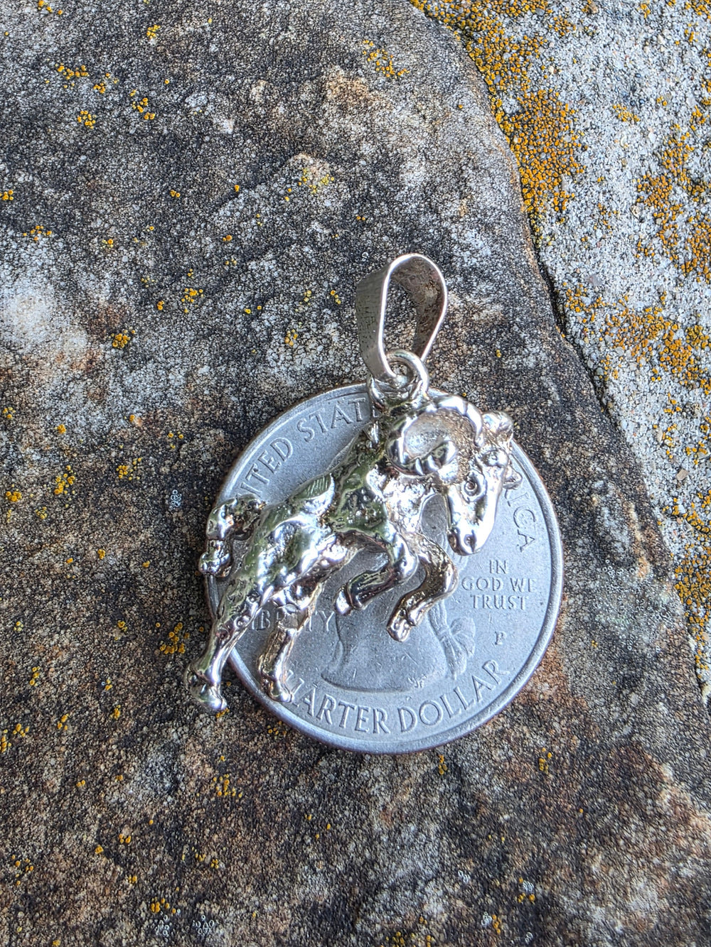 Sterling Silver Ram Pendant / Aries Zodiac Pendant / Sterling Silver Ram Figural Pendant