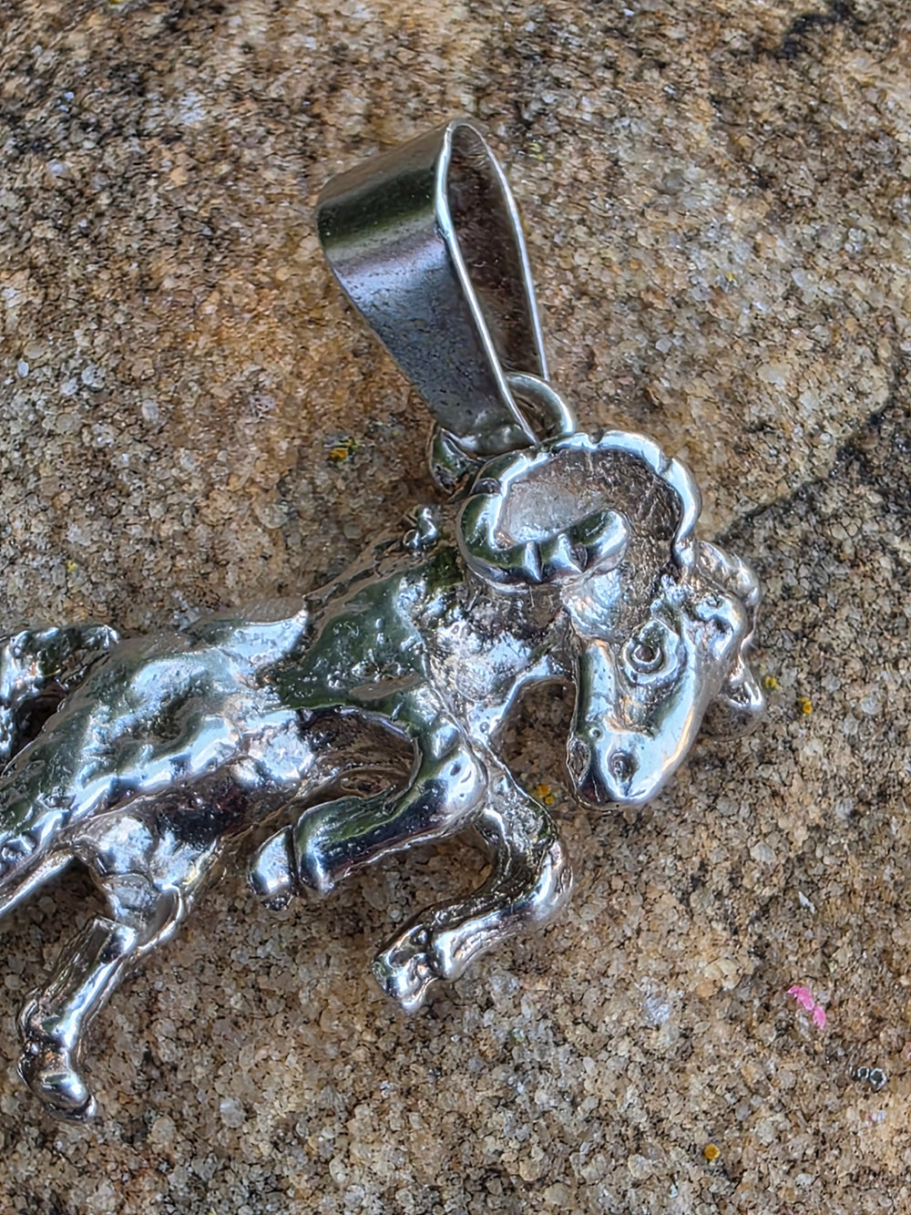 Sterling Silver Ram Pendant / Aries Zodiac Pendant / Sterling Silver Ram Figural Pendant