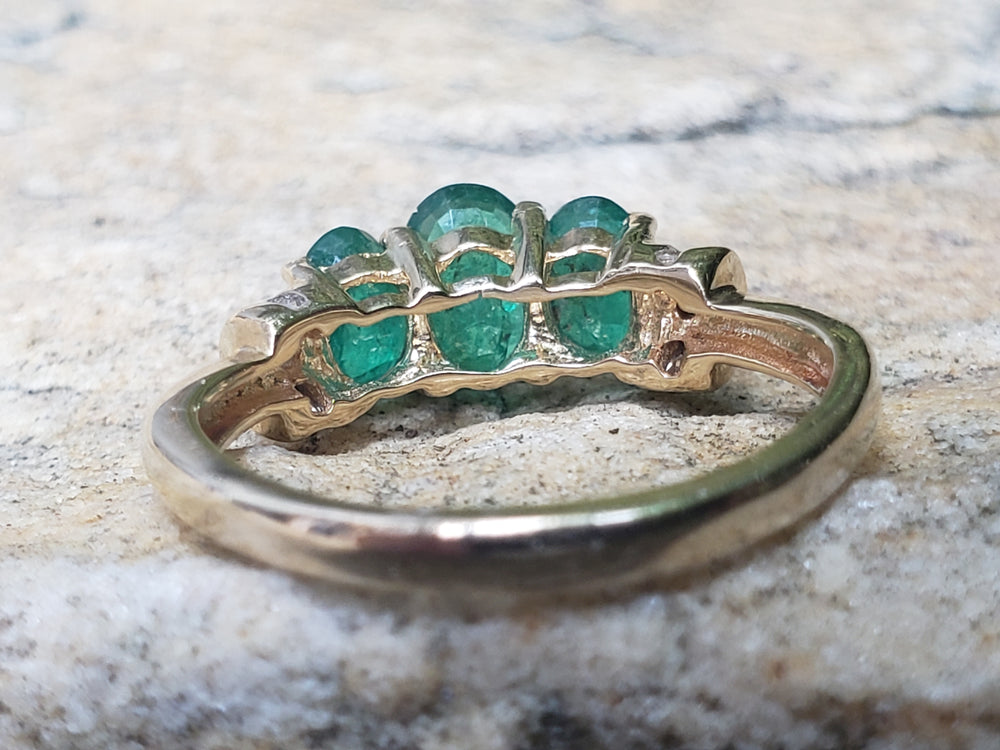 Past Present and Future Emerald Ring / May Birthstone / Emerald and Diamond Ring