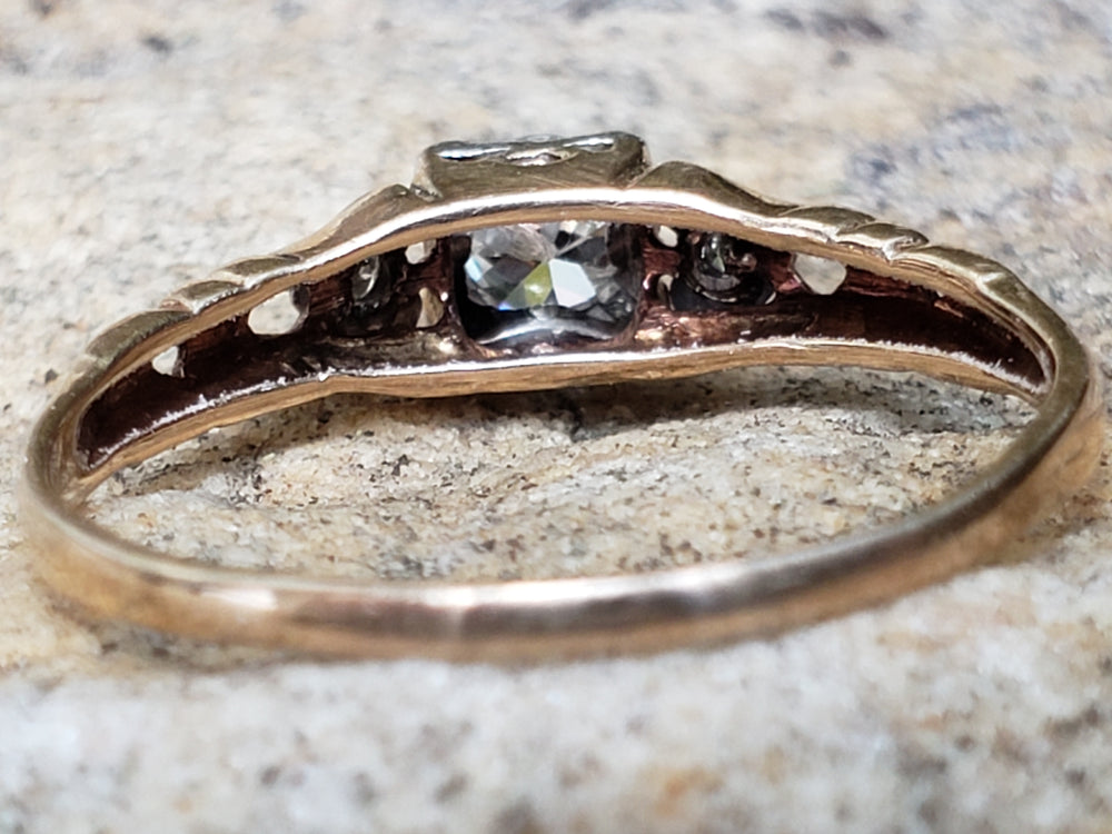 Two Tone Engagement Ring / Transitional Cut Diamond / Art Deco Engagement Ring