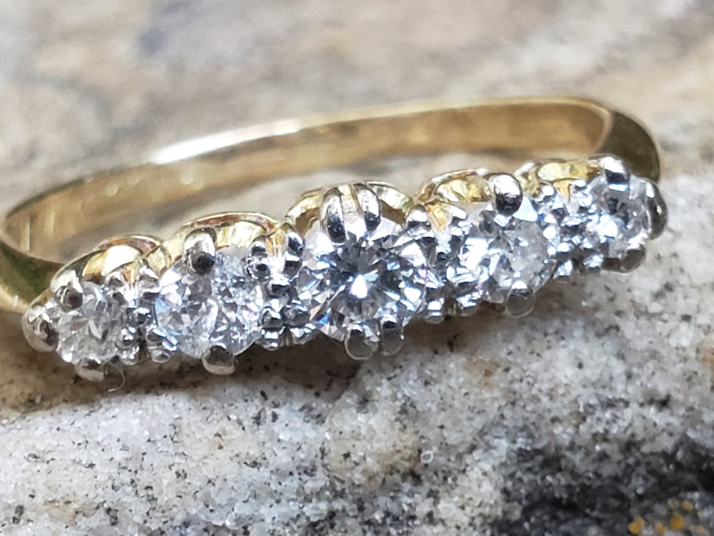 Edwardian and Early Deco Diamond Half Hoop / Art Deco Diamond Band / Old European Cut Diamond Ring / Appraised Ring