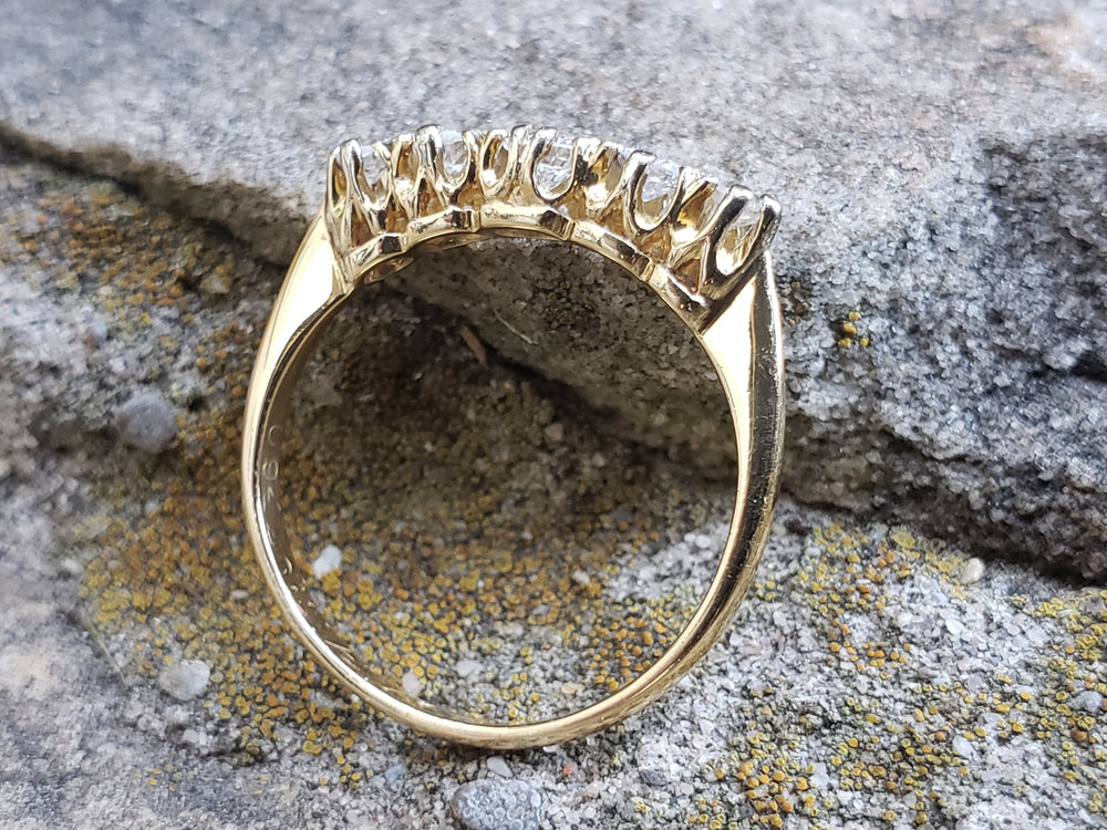 Edwardian and Early Deco Diamond Half Hoop / Art Deco Diamond Band / Old European Cut Diamond Ring / Appraised Ring