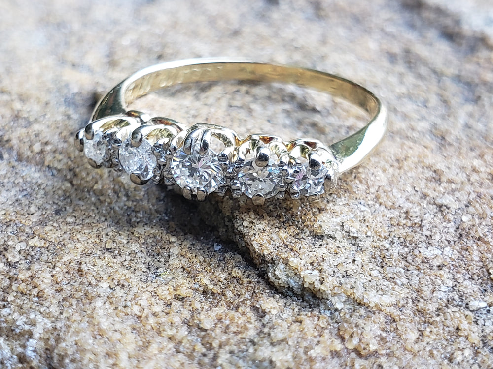 Edwardian and Early Deco Diamond Half Hoop / Art Deco Diamond Band / Old European Cut Diamond Ring / Appraised Ring